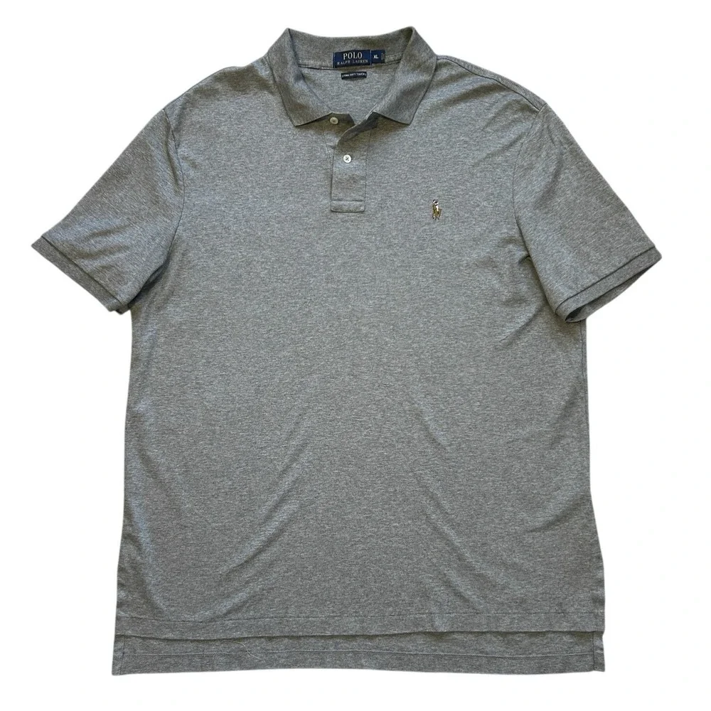 Polo RALPH LAUREN Gray Polo sx XL 100% Cotton Pima Business Casual Neutral